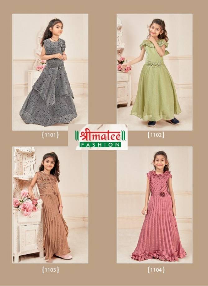 Shreematee Baby Girl Vol 1 Latest Collection Of Gown Style Fancy Fabrics With Handwork & Stone Work Kids Wear For Girls 